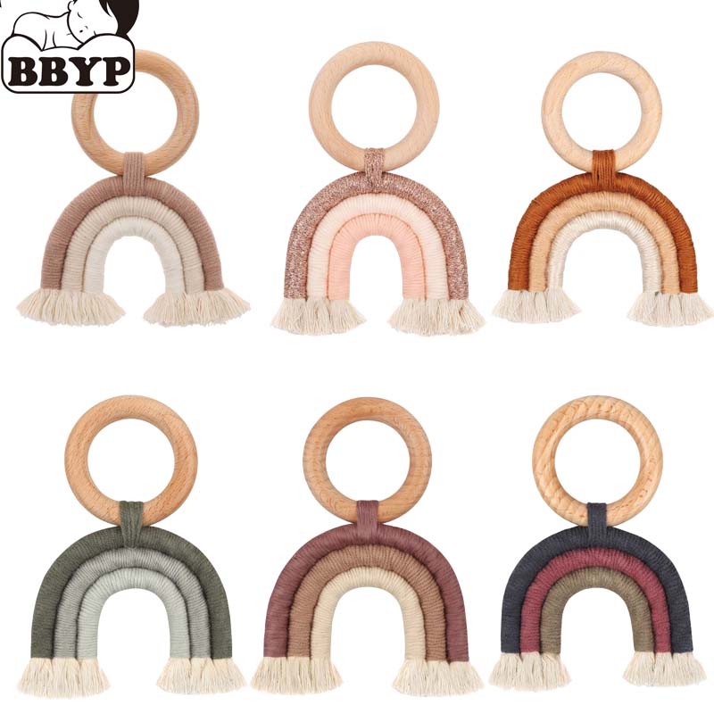 Baby Products Photos - Mordedor para bebé, borla de arcoíris,