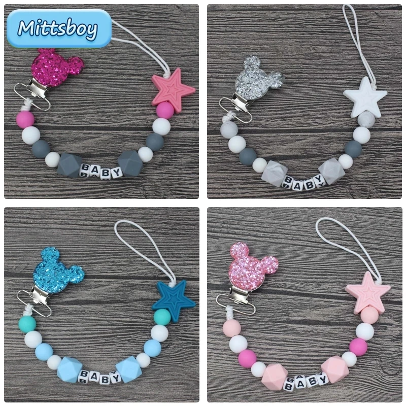 Baby Pacifier Clip - Nuevo nombre personalizado, pulsera mordedor para