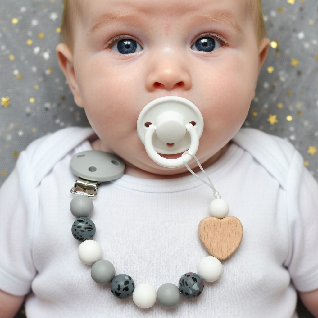 Cadena de Madera de Haya Hecha - Baby Pacifier Clip reseña y precio